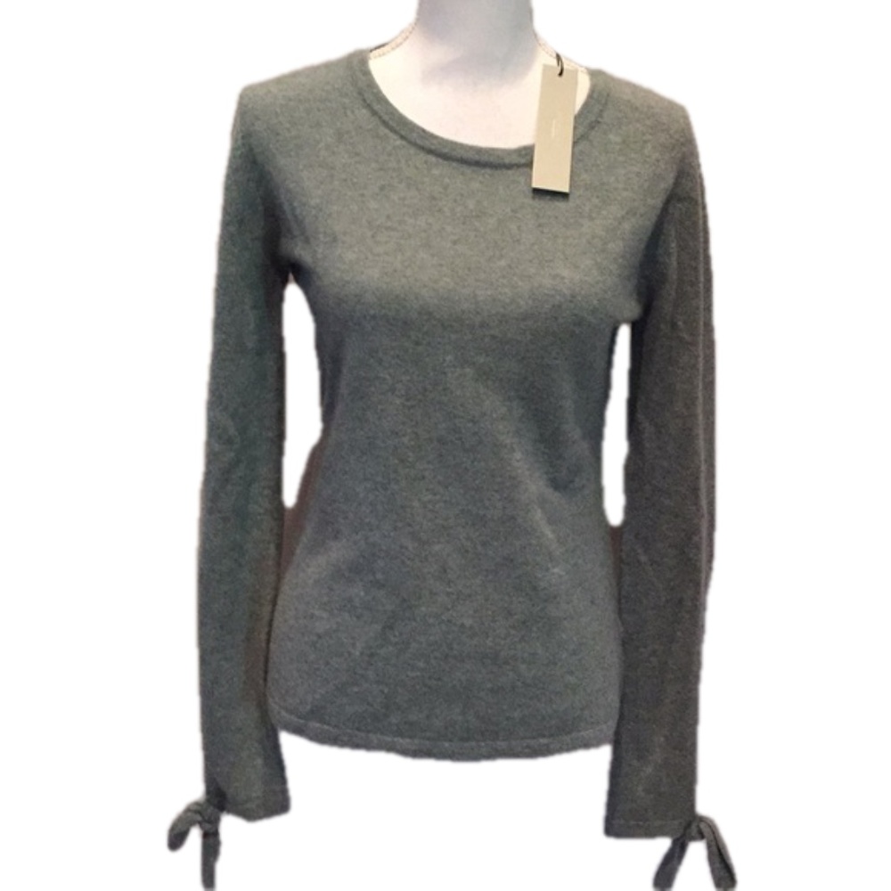 Cashmere Sweater Knit Tie Sleeve One Grey Day NWT
